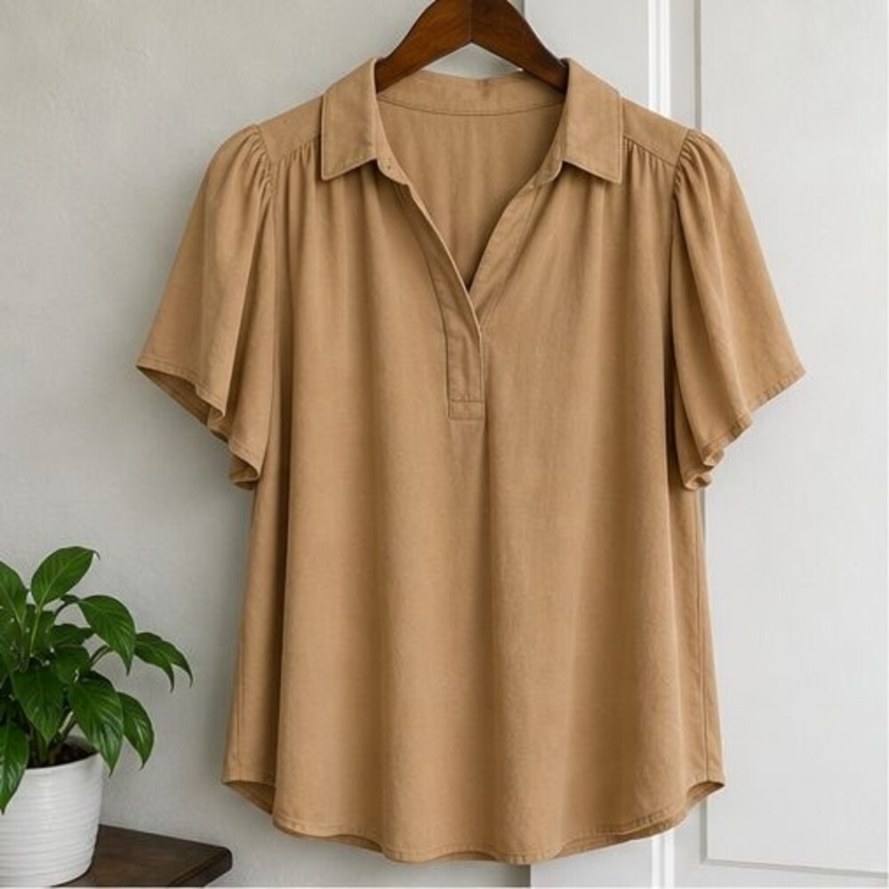 Camel Puff Sleeve Top